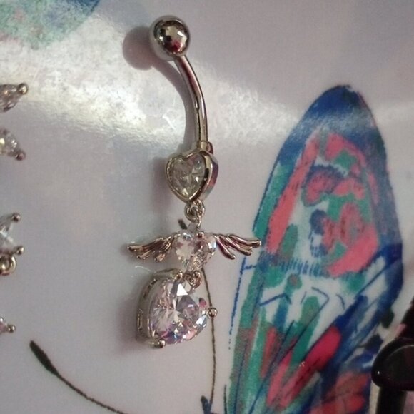 Elegant Silver Floral Belly Button Ring Dainty Navel Piercing Jewelry - Picture 4 of 7